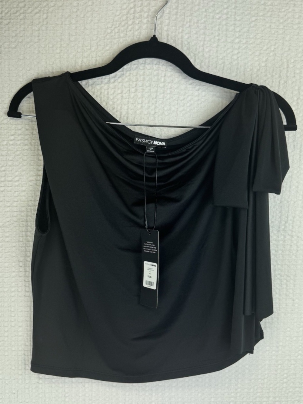 Fashion Nova Black Draped Tie One Shoulder Camisole Blouse Sleeveless